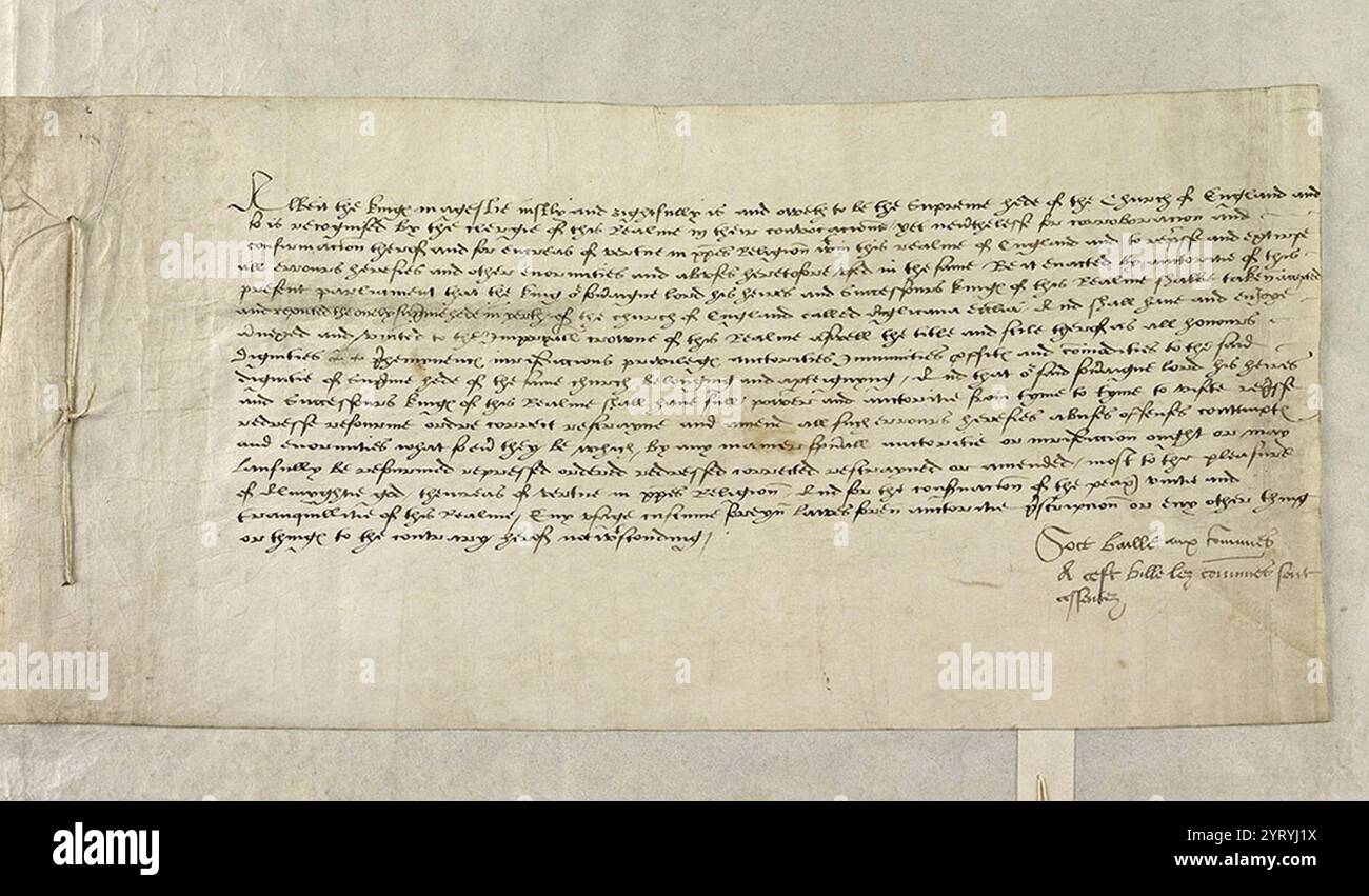 En 1534, le Parlement vota l'acte de suprématie qui définissait le droit d'Henri VIII d'être le chef suprême sur terre de l'Église d'Angleterre, rompant ainsi les liens ecclésiastiques avec Rome. Banque D'Images