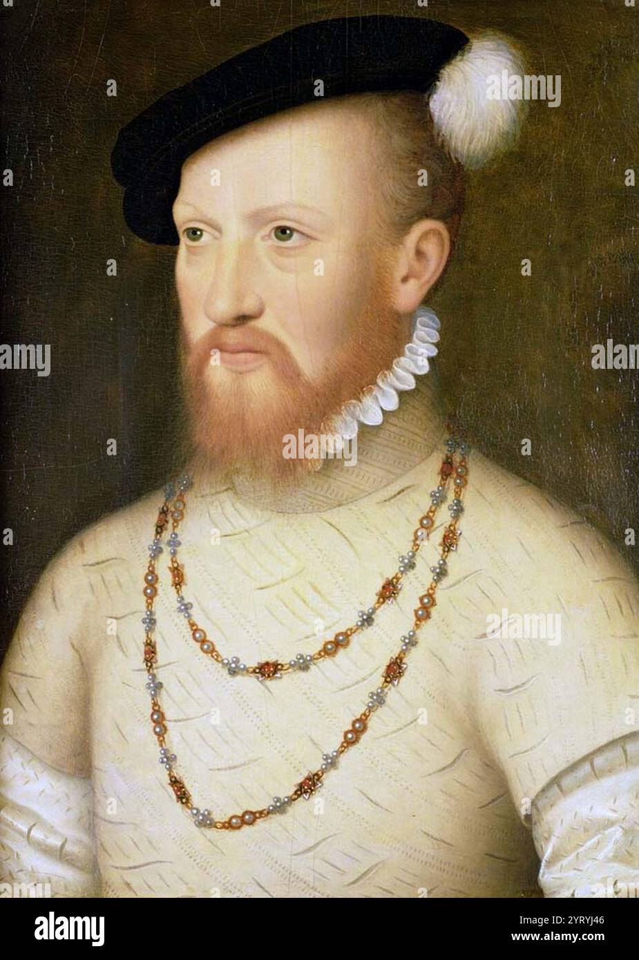 Portrait d'Edward Seymour, comte de Hertford et 1er duc de Somerset, v. 1500 ? Exécuté en 1552, situé à Weston Park, administrateurs de la Weston Park Foundation, frère de Jane Seymour, oncle d'Edward VI Lord Protector sous le règne d'Edward jusqu'à ce qu'il tombe de la faveur et soit exécuté. Banque D'Images