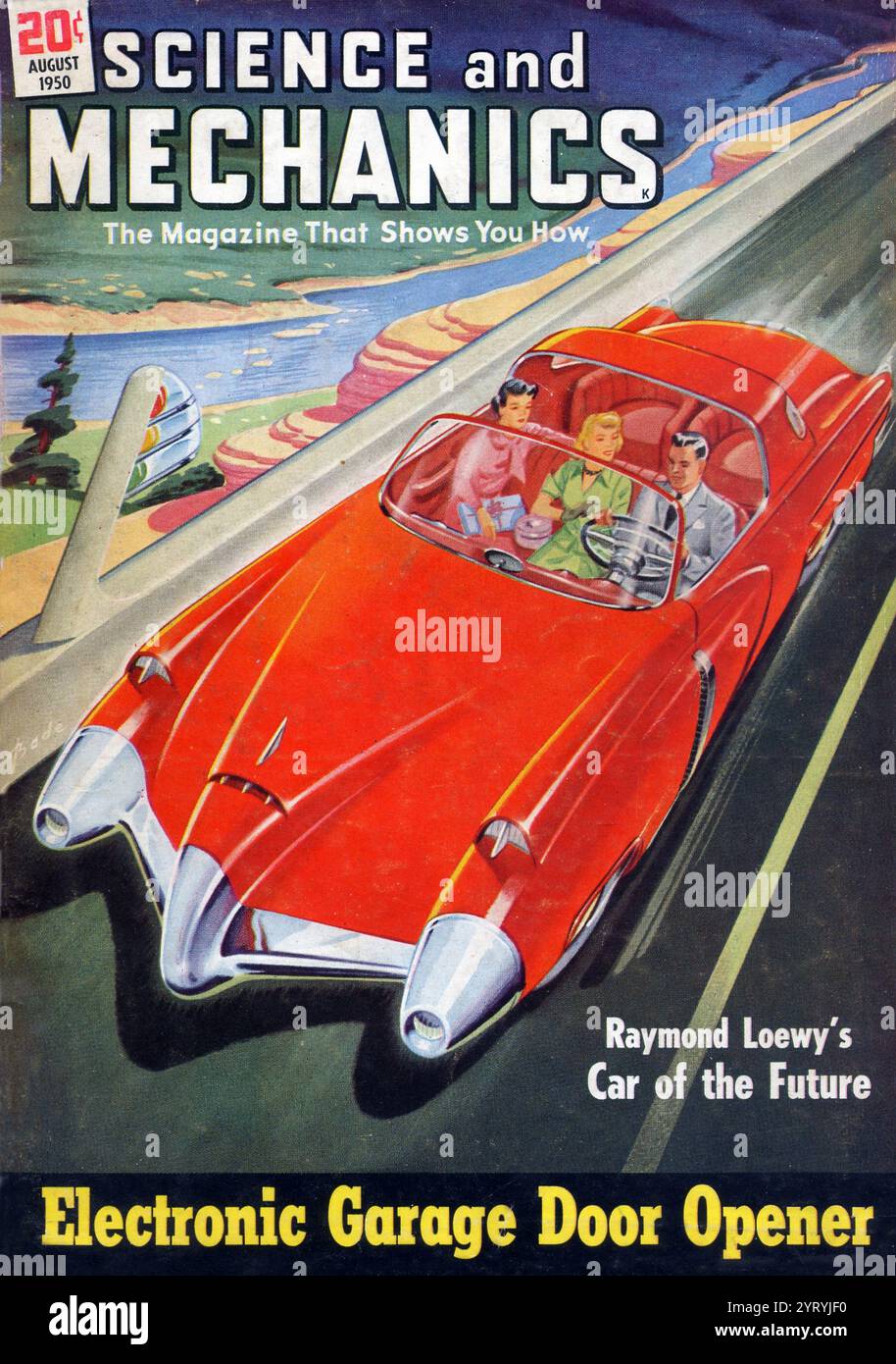 Voiture du futur conçue par Studebaker, dans le numéro d'août 1950 de Science and Mechanics. Banque D'Images