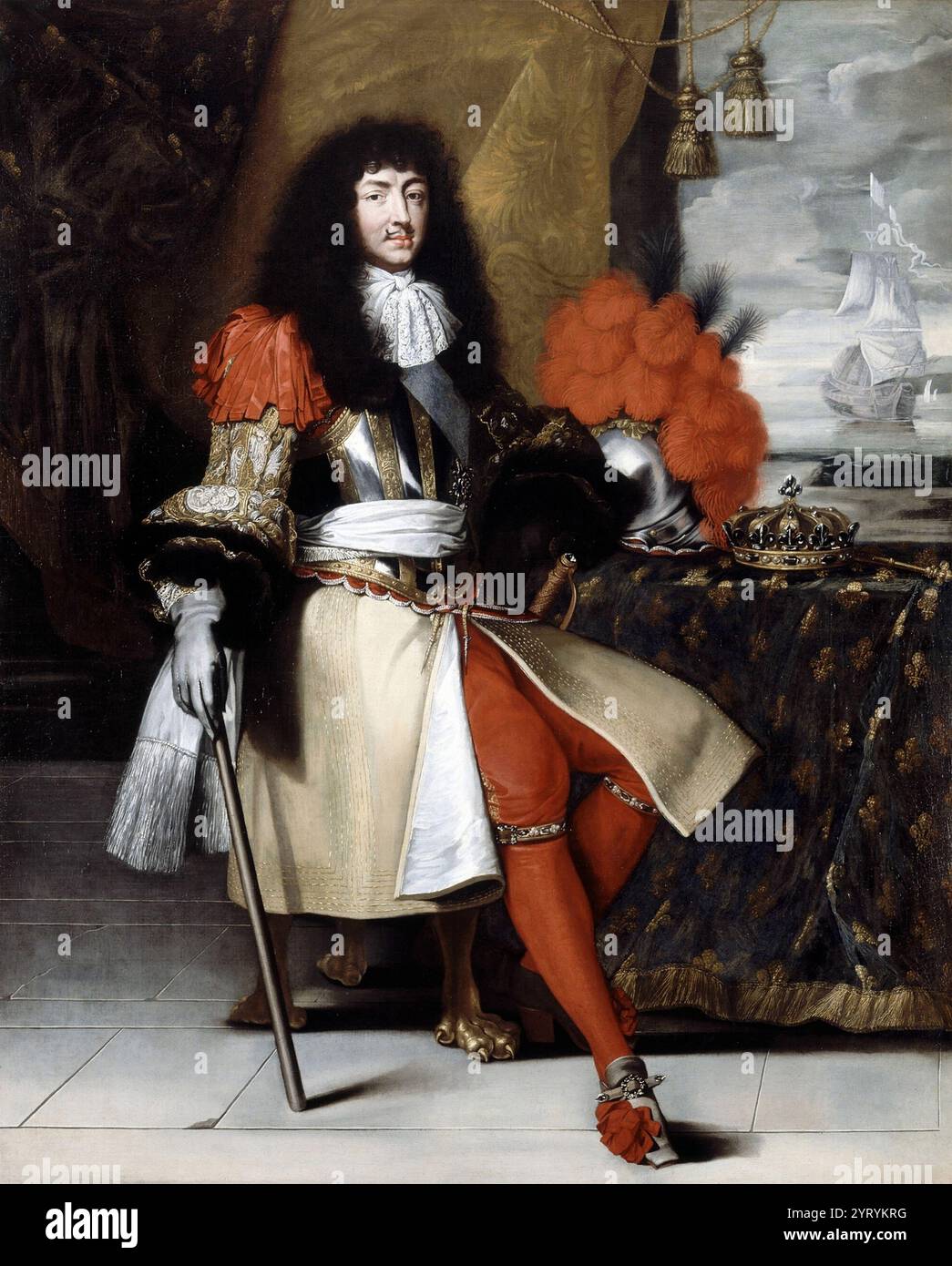 Portrait de Louis XIV de France d'après un portrait original de Claude lef?bvre. circa 1670. Louis XIV fut roi de France de 1638 à 1715. Banque D'Images