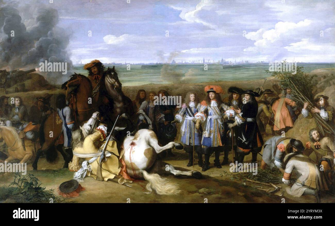 Siège de Douai, le 4 juillet 1667. Louis XIV à Douai dans la guerre de dévolution, 1667. Peinture d'après Adam Frans van der Meulen (1632?1690). Banque D'Images