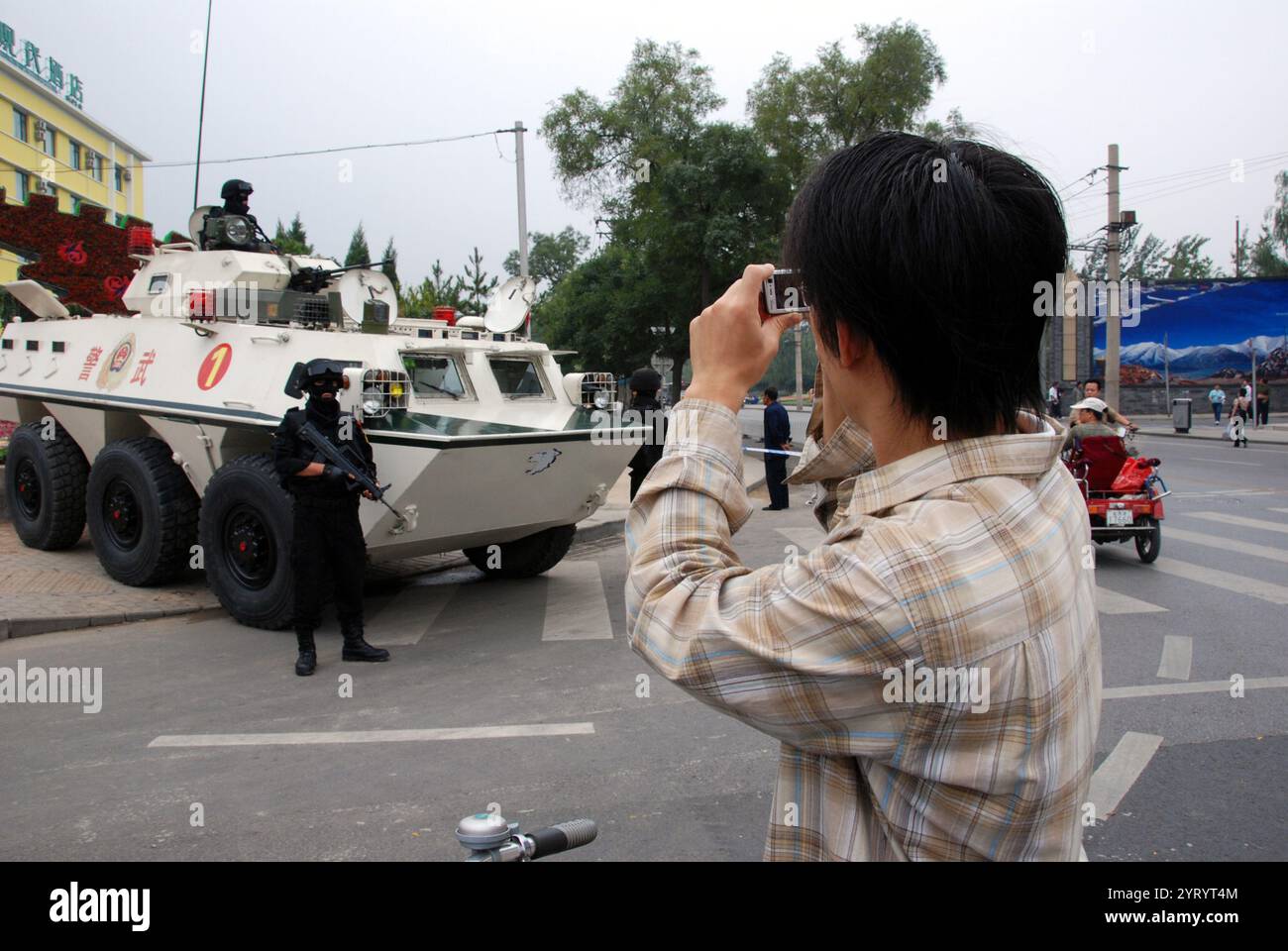 Sécurité à Pékin pendant les célébrations de la fête nationale 2019. Snow Leopard Commando Unit (Snow Wolf Commando Unit), une unité tactique de police de la République populaire de Chine sous la police armée populaire. Chargé de la lutte contre le terrorisme, de la lutte contre les émeutes et d'autres tâches spéciales telles que la lutte contre le détournement d'avion et l'élimination des bombes Banque D'Images
