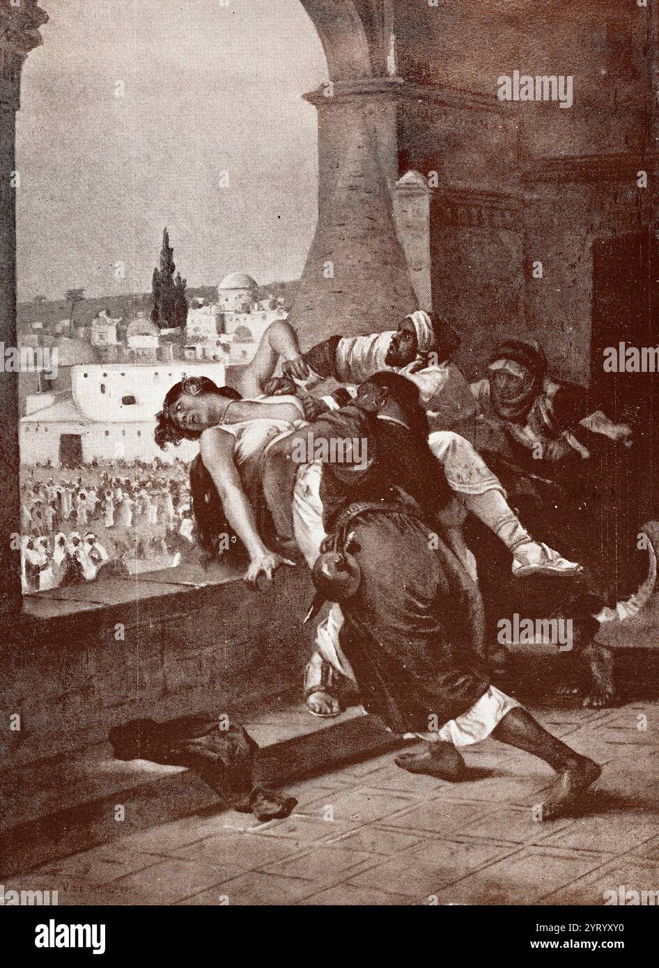 Mort de Jézabel an 842 avant Jésus Christ, peint par V. de Brozick Banque D'Images