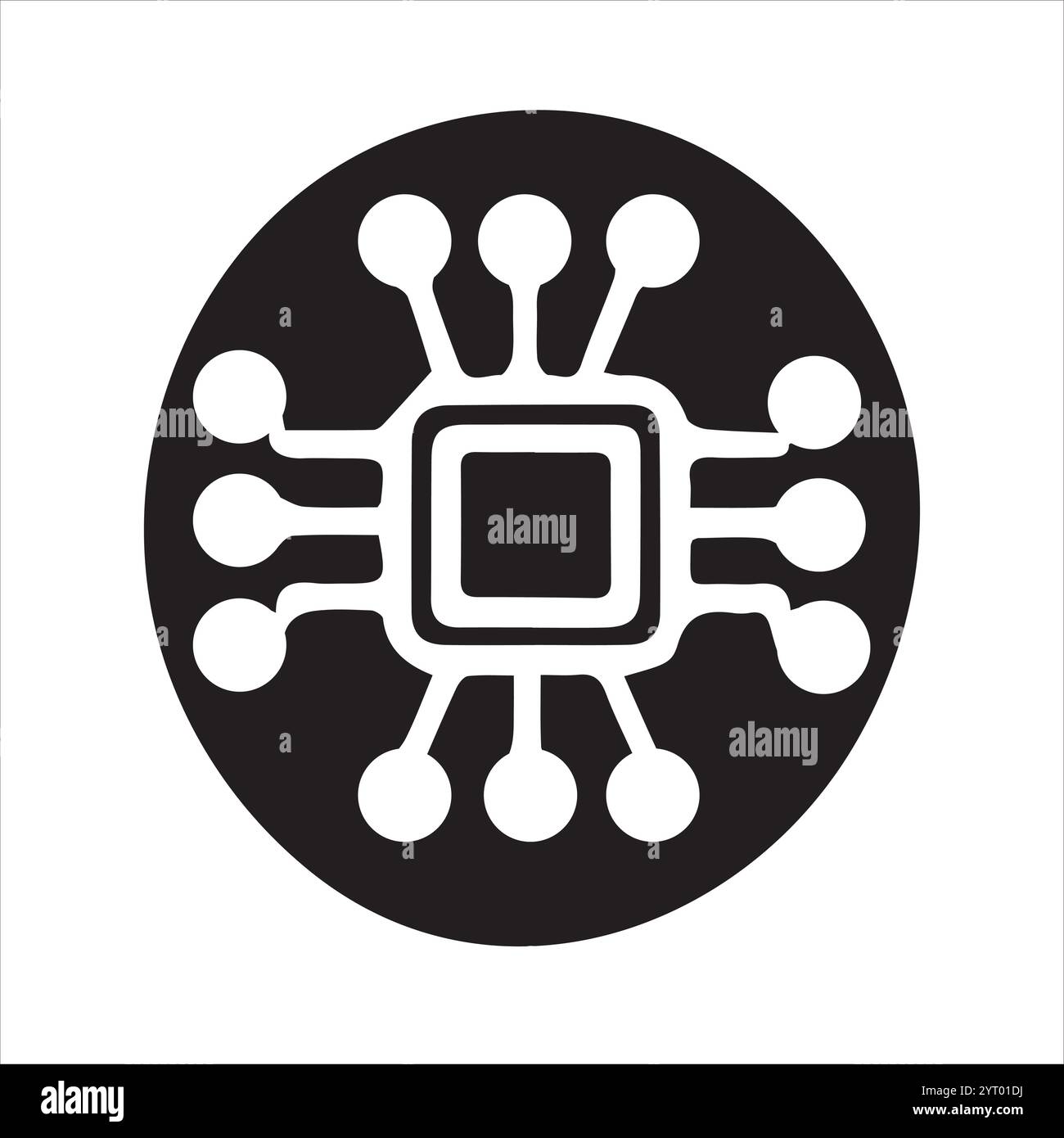 Icône de ligne propre de l'Intelligence artificielle Illustration de Vecteur