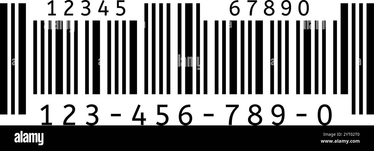 Code-barres noir et blanc affichant des chiffres de zéro à neuf, servant d'outil essentiel pour l'identification des produits de détail et l'inventaire efficace m Illustration de Vecteur