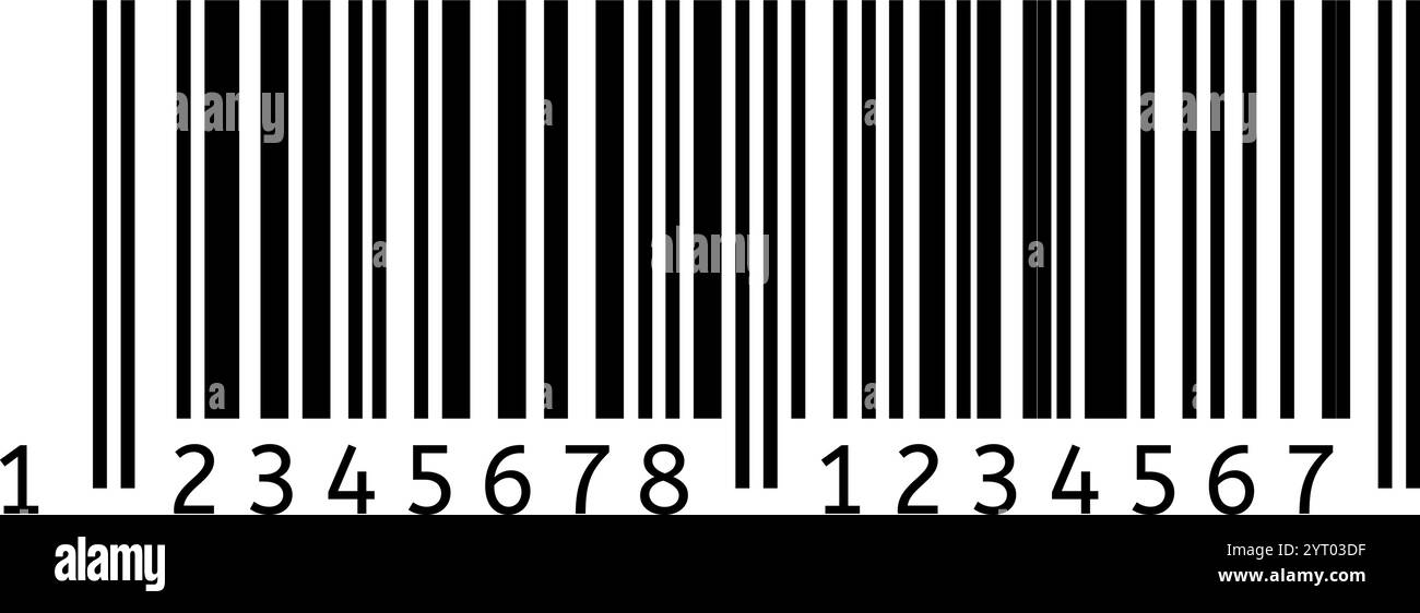 Code-barres noir et blanc avec des chiffres en dessous, représentant l'identification des produits de détail, la gestion des stocks et la logistique de la chaîne d'approvisionnement Illustration de Vecteur