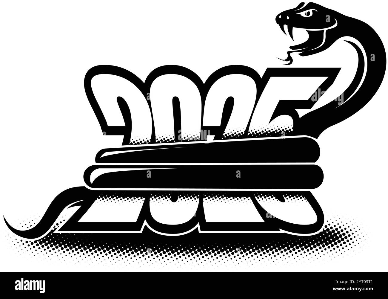 2025 année de la conception du logo Snake. Nouvel an chinois 2025. Boa constrictor strangles numéro 2025.. Vecteur sur fond transparent Illustration de Vecteur