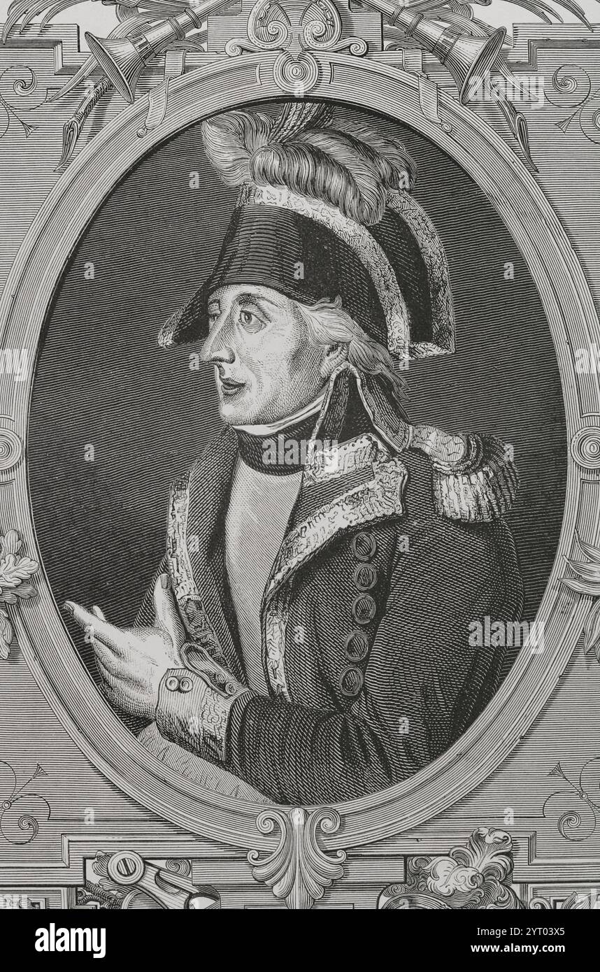 Jacques François Dugommier (Jacques François coquille), dit Dugommier (1738-1794). Général français. Portrait. Gravure. Historique Banque D'Images