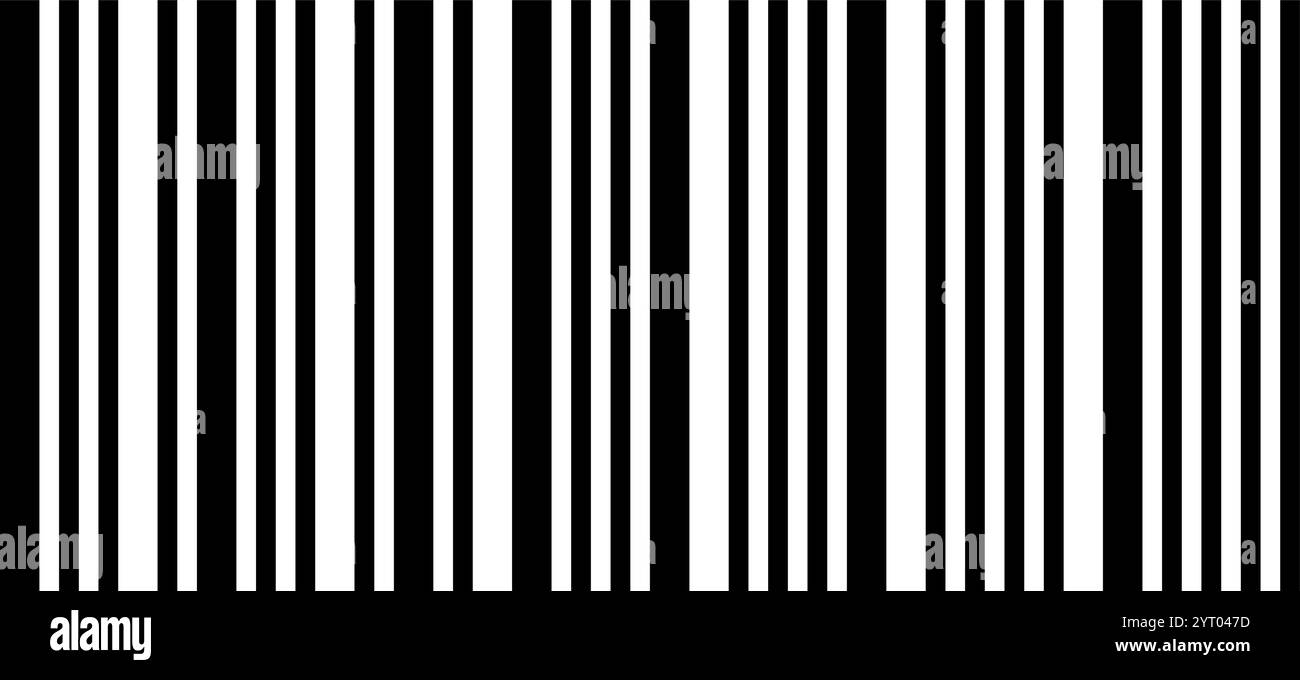 Bandes verticales noires et blanches formant un motif semblable à un code-barres, idéales pour la vente au détail, l'identification des produits, la gestion des stocks et le suivi moderne Illustration de Vecteur