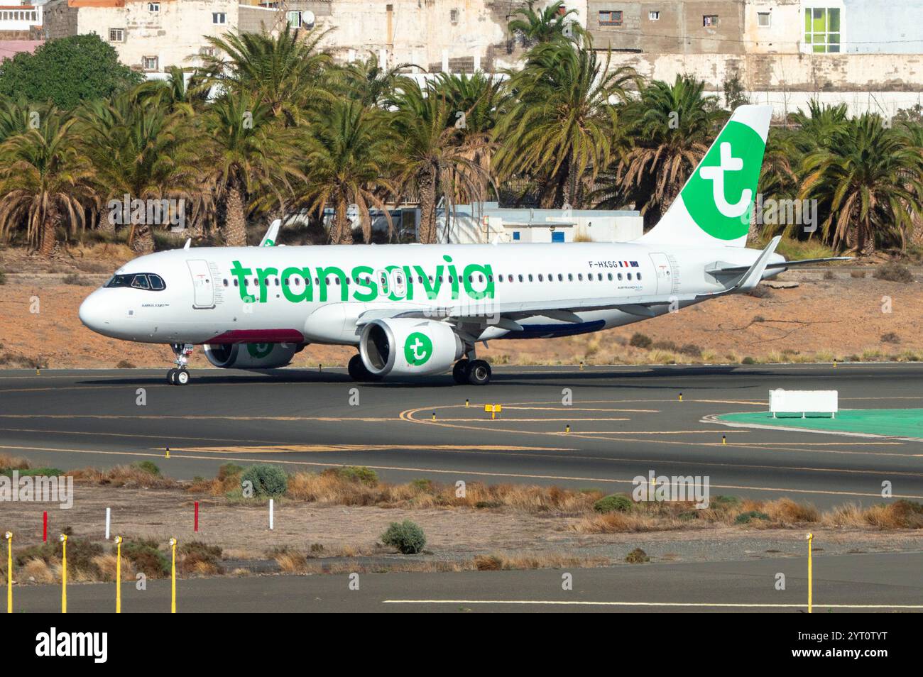 Airbus A320 NEO Airline de la compagnie low cost Transavia à l'aéroport de Gran Canaria. Banque D'Images