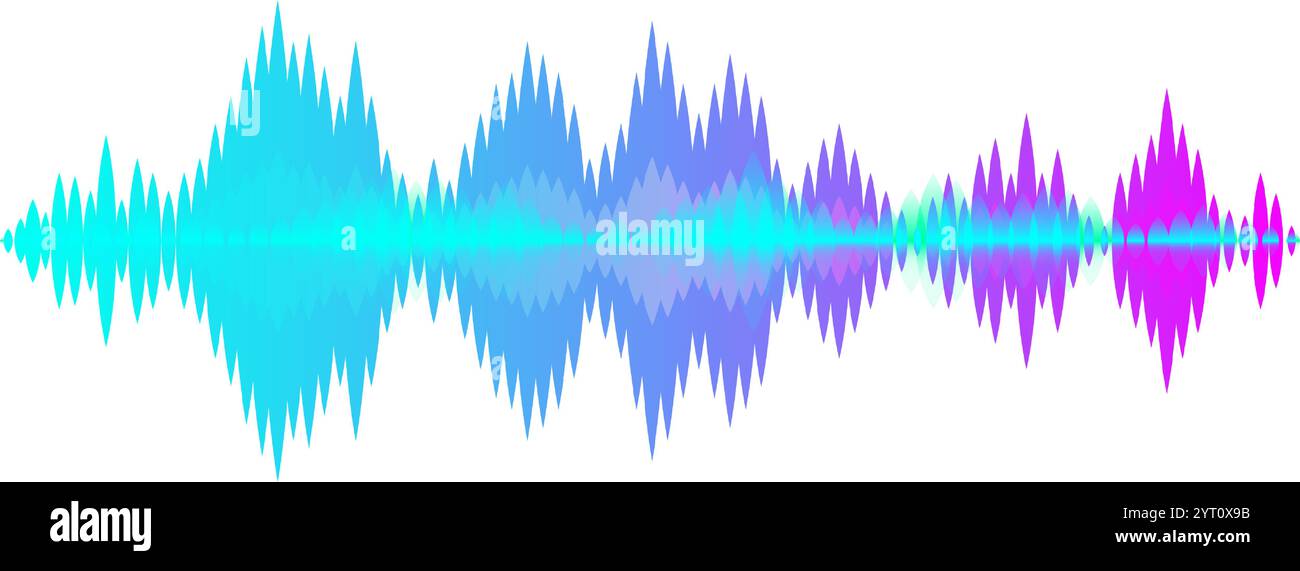 Les ondes sonores de gradient coloré fluctuent, formant une forme d'onde musicale, créant une représentation visuelle d'un signal audio, utile pour la musique numérique Illustration de Vecteur
