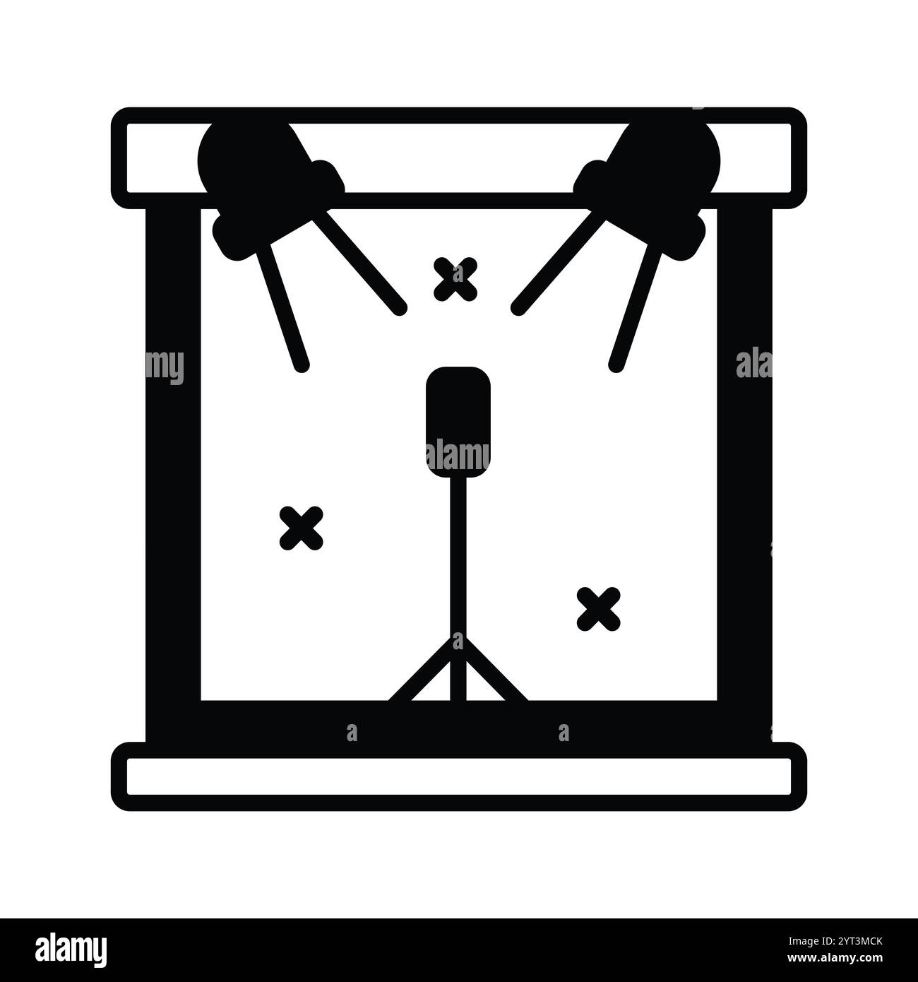 Saisissez ce vecteur étonnant de scène de concert extérieur, support de microphone avec lumières de scène Illustration de Vecteur