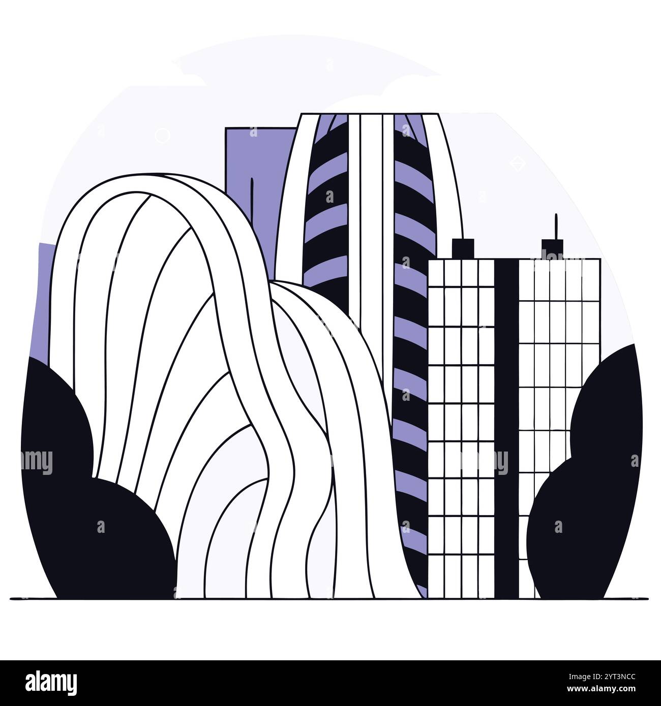 Modern Cityscape Line Art Vector illustration urbaine imprimable pour les projets architecturaux Illustration de Vecteur