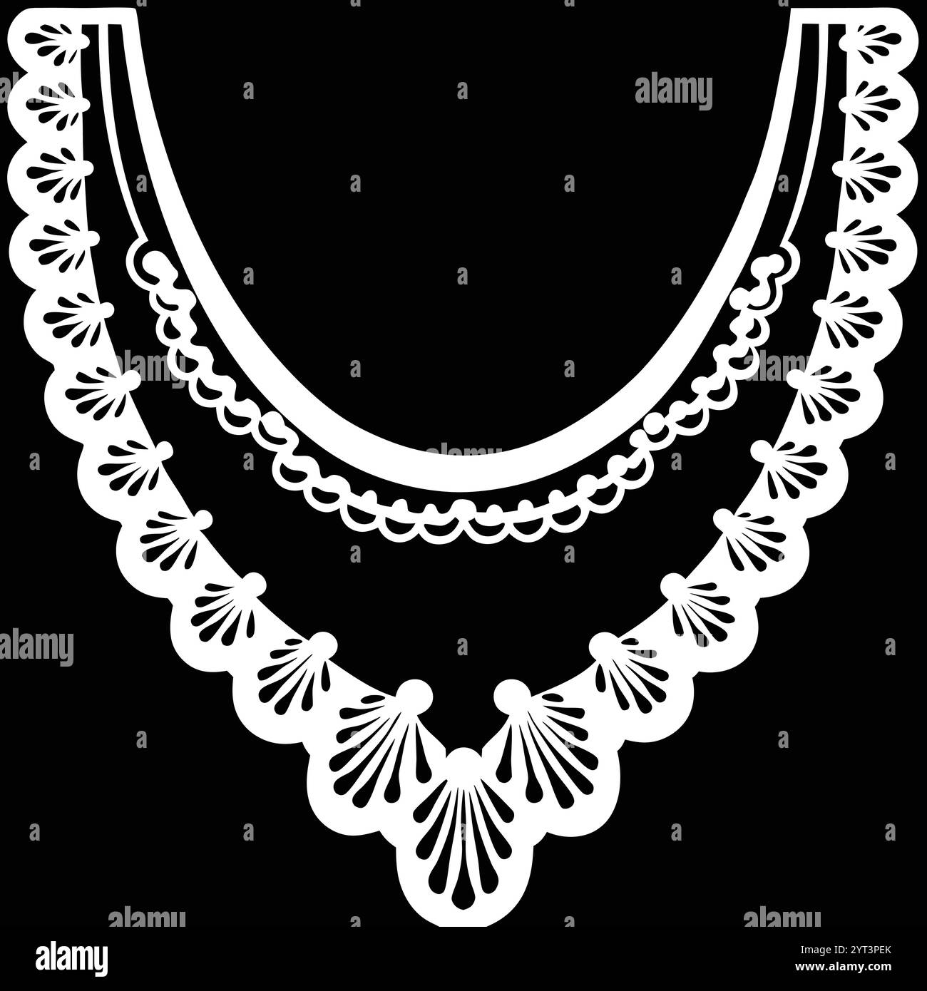 Explorez notre élégante illustration d'art vectoriel de conception de collier en dentelle, parfaite pour les projets de mode et de textile. Illustration de Vecteur