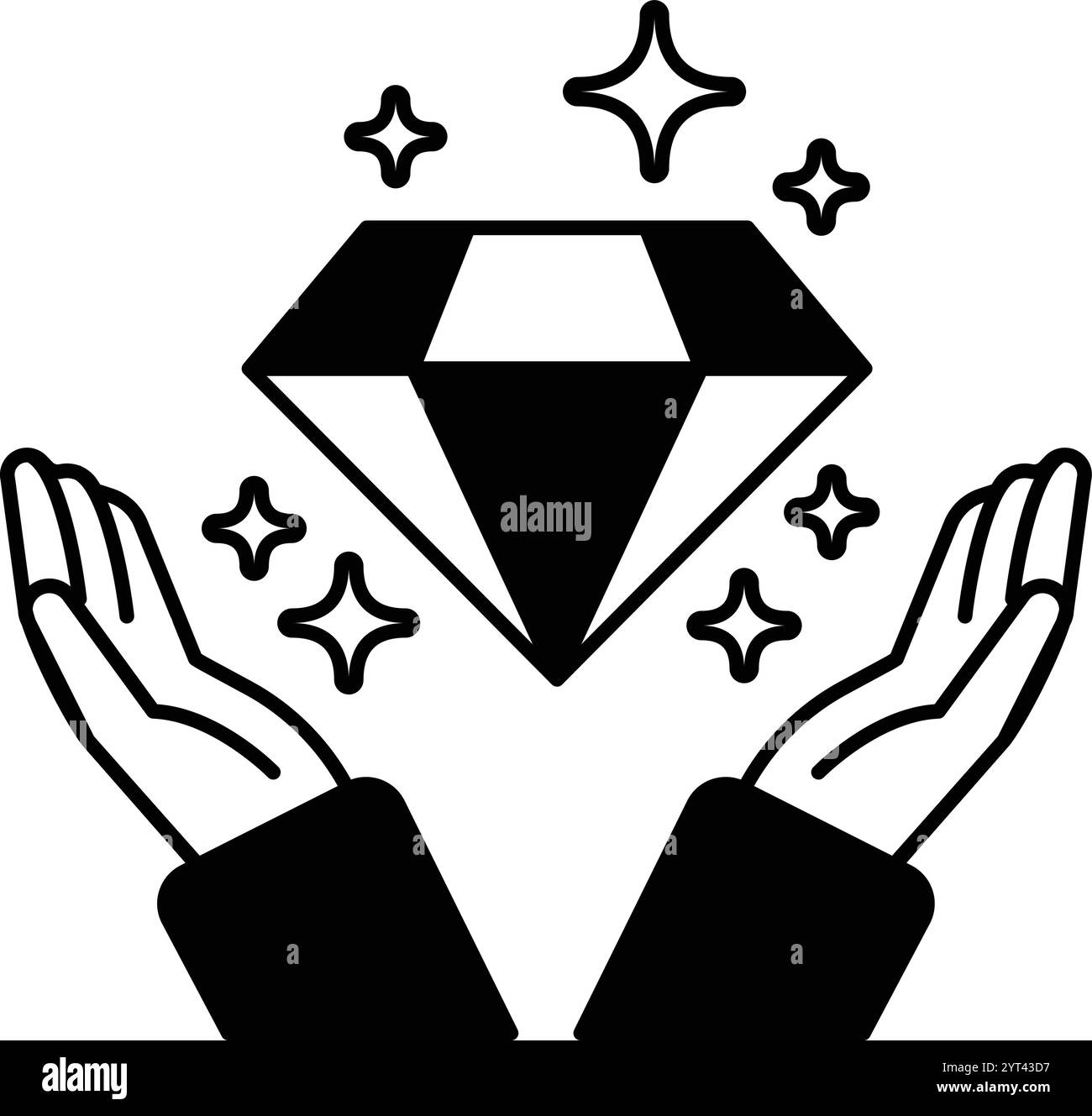 Un diamant est tenu par deux mains Illustration de Vecteur