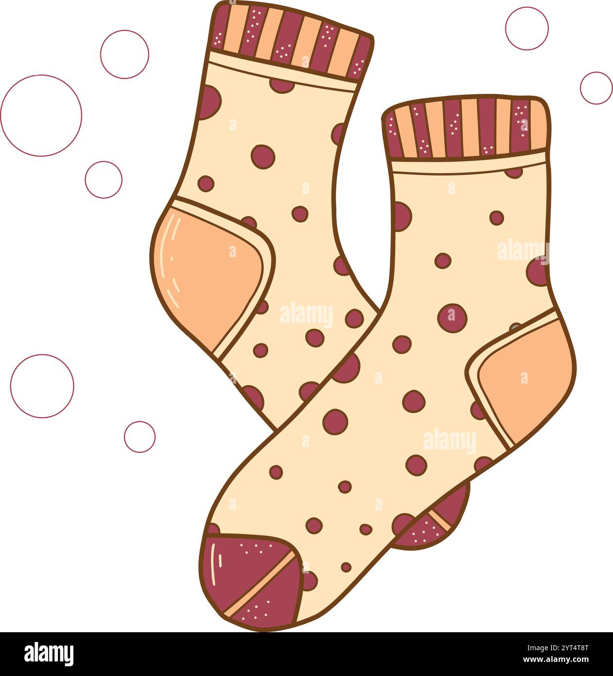 Illustrations vectorielles dessinées à la main de chaussettes chaudes. Vêtements tricotés en laine. Contours des éléments de vêtements d'hiver. L'hiver arrive Illustration de Vecteur