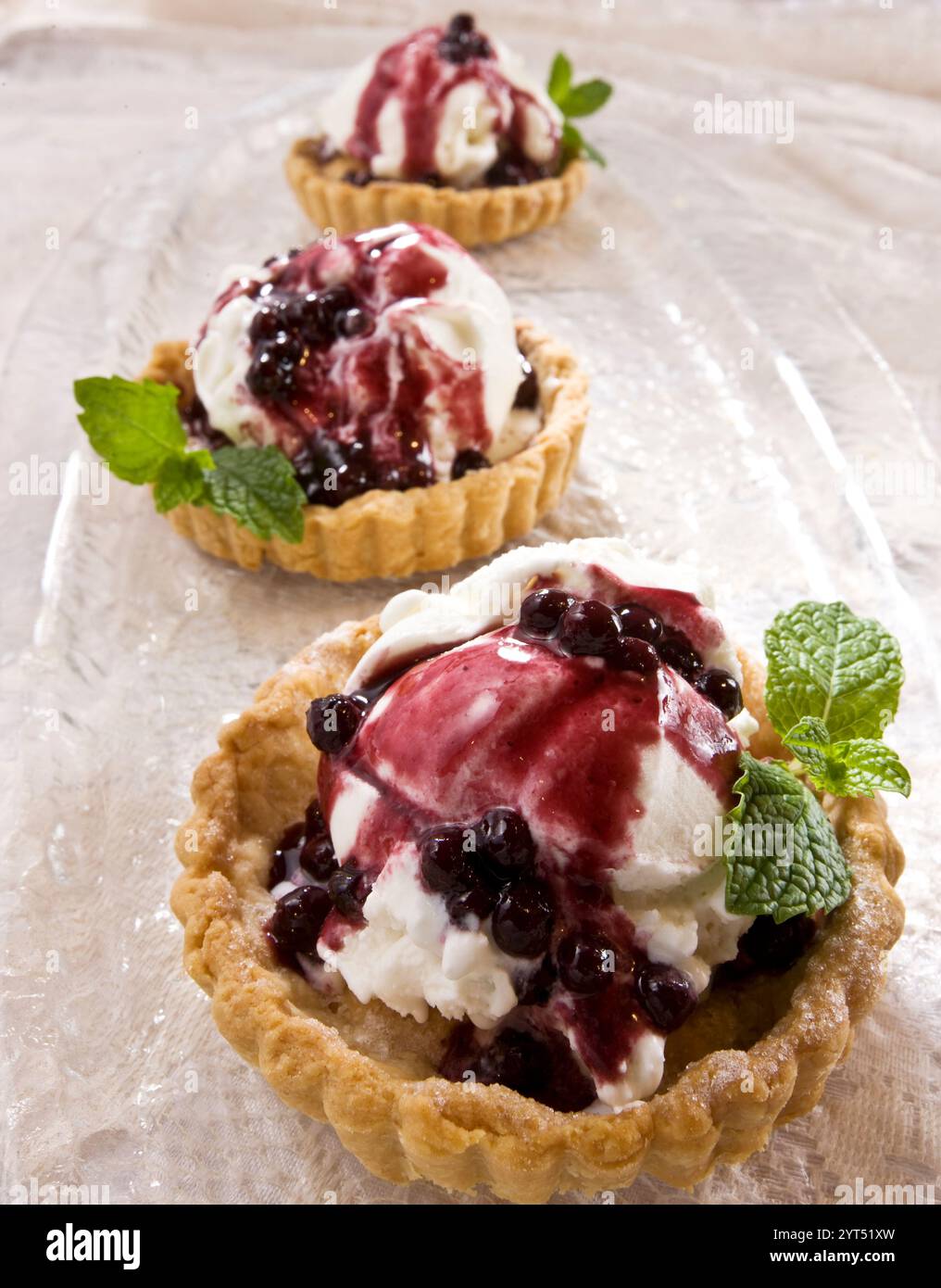 Triplés de desserts à la crème glacée Banque D'Images