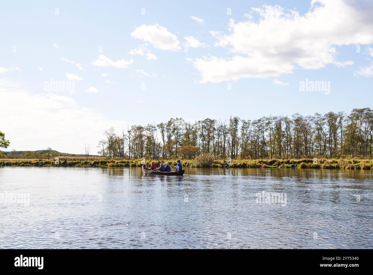 Canoë sur la rivière Kushiro Banque D'Images