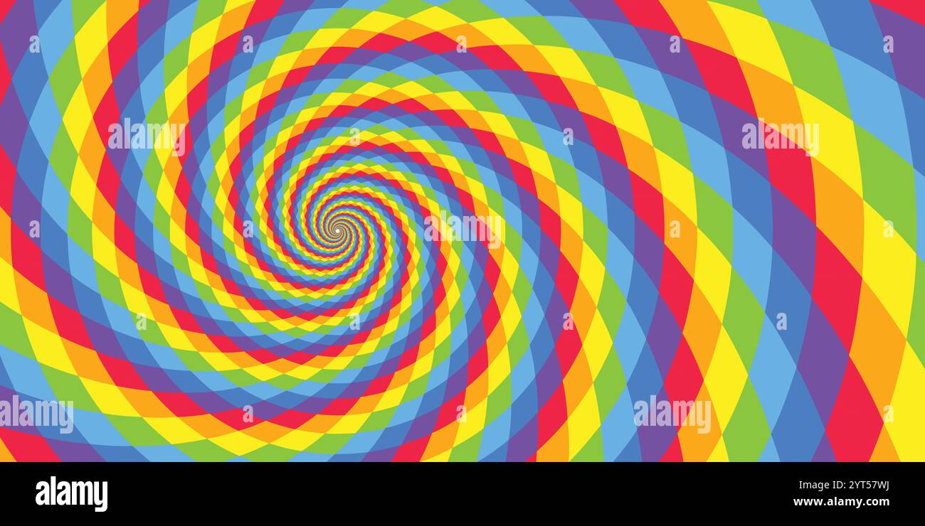 Fond de tourbillon arc-en-ciel en spirale, illusion optique du mouvement, illustration vectorielle optent pour le style artistique, géométrique abstrait coloré, psychedeli multicolore Illustration de Vecteur