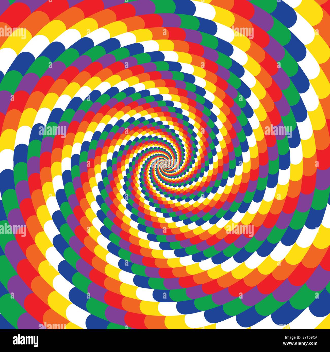 Spirale joyeux fond de tourbillon hypnotique, illusion optique du mouvement, illustration vectorielle opt style art, géométrique abstrait coloré, ps multicolore Illustration de Vecteur