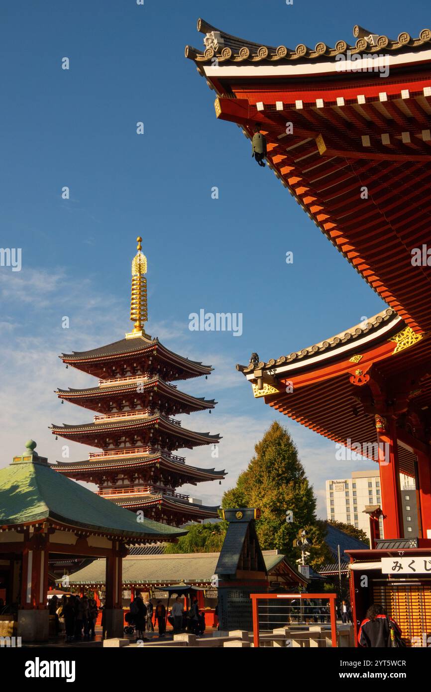 Pagode à cinq étages près du temple Senso-ji à Asakusa Taito ku à Tokyo au Japon Banque D'Images