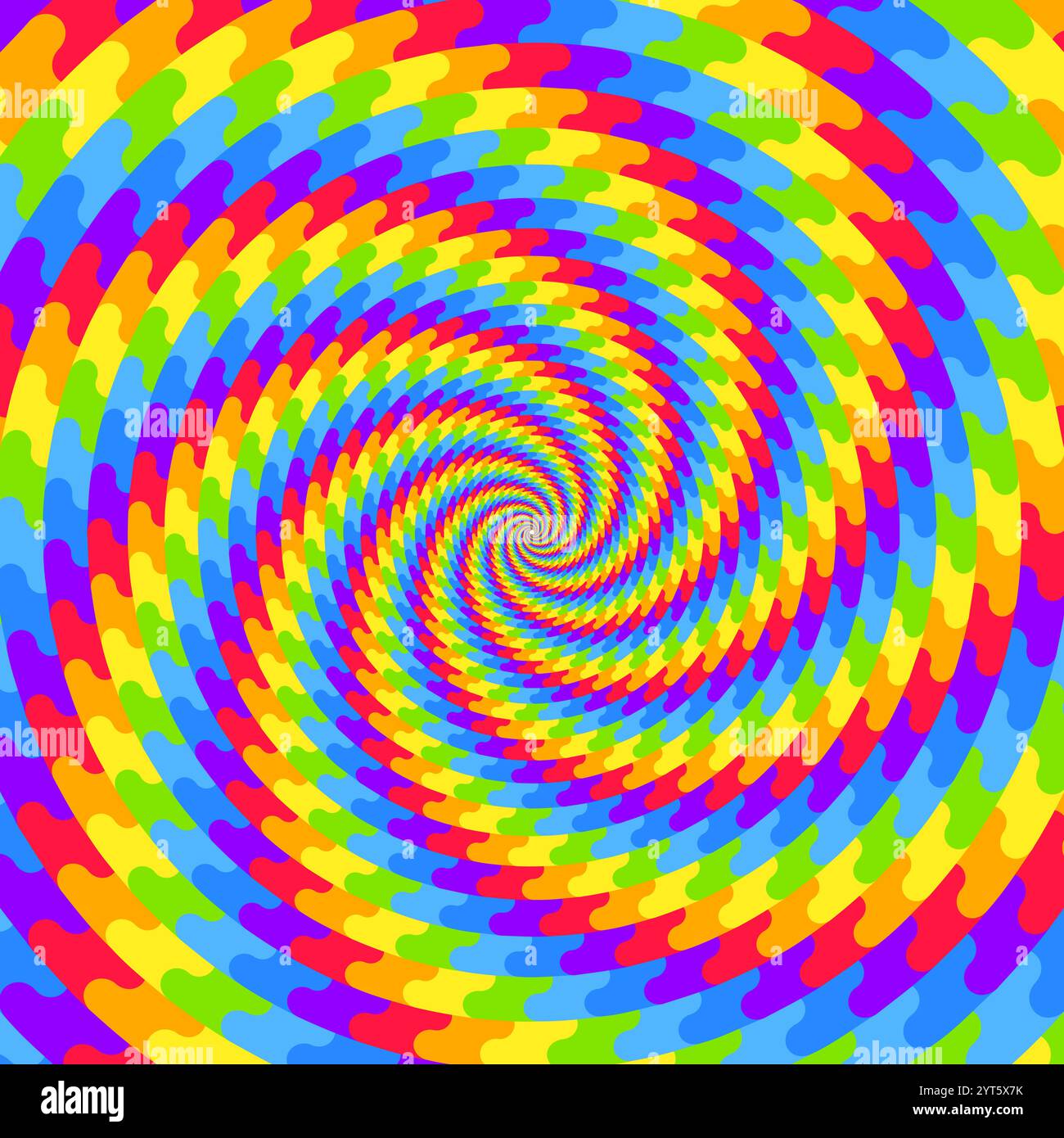 Fond de tourbillon hypnotique arc-en-ciel spirale, illusion optique du mouvement, illustration vectorielle opt art style, géométrique abstrait coloré, p multicolore Illustration de Vecteur