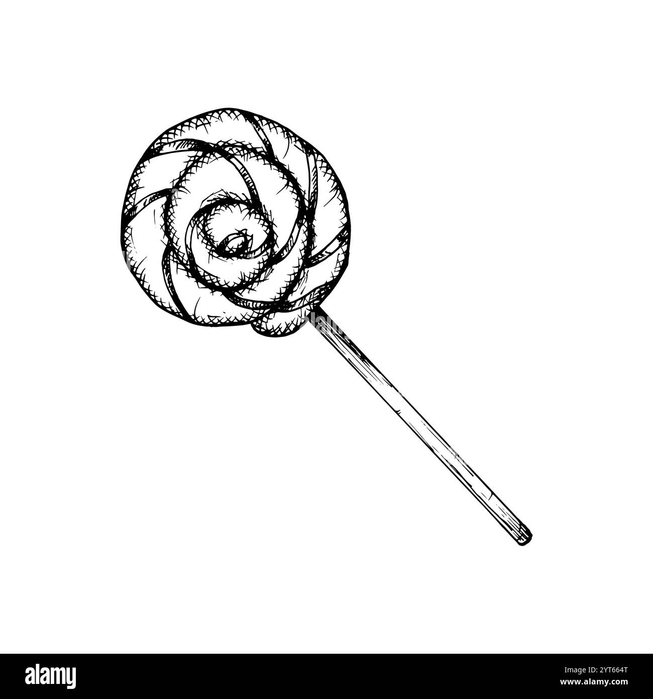 Illustration vectorielle dessinée à la main de sucette, bonbons en noir et blanc design d'art au trait détaillé. Parfait pour les conceptions de vacances de Noël, décor festif Illustration de Vecteur