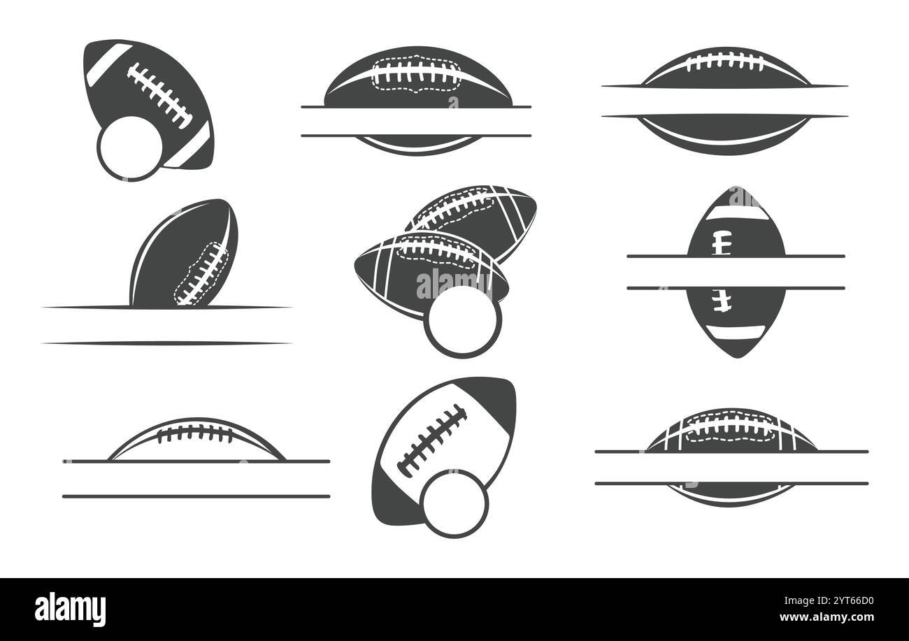 Vecteur monogramme de football américain, monogramme de football américain, silhouette de monogramme de football américain, monogramme de football. Illustration de Vecteur
