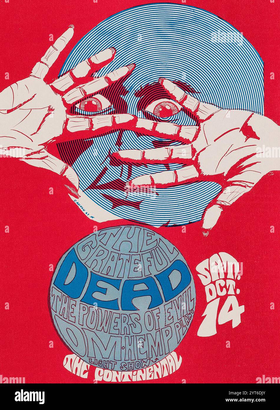 Grateful Dead, The Powers of Evil, 1967 Santa Clara, California, Continental Club concert Poster - Cannon Artwork Banque D'Images
