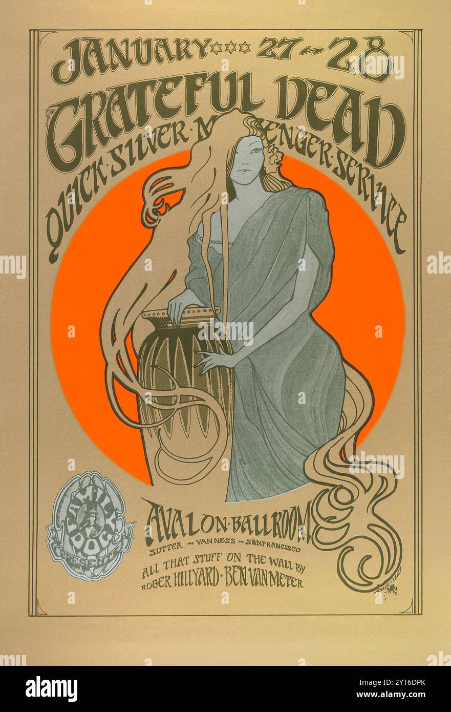 Grateful Dead, Quicksilver Messenger Service, salle de bal Avalon, affiche de concert Vintage par Mouse Kelly, Family Dog 1967 Banque D'Images