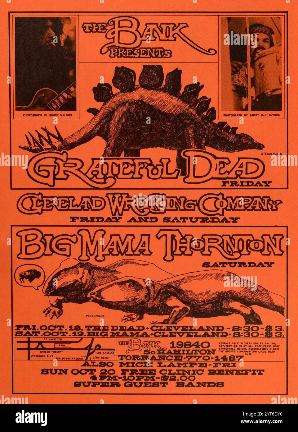 La Banque présente Grateful Dead, Big Mama Thornton, Cleveland Wrecking Company - Torrance, Californie - affiche de concert vintage 1968 Banque D'Images