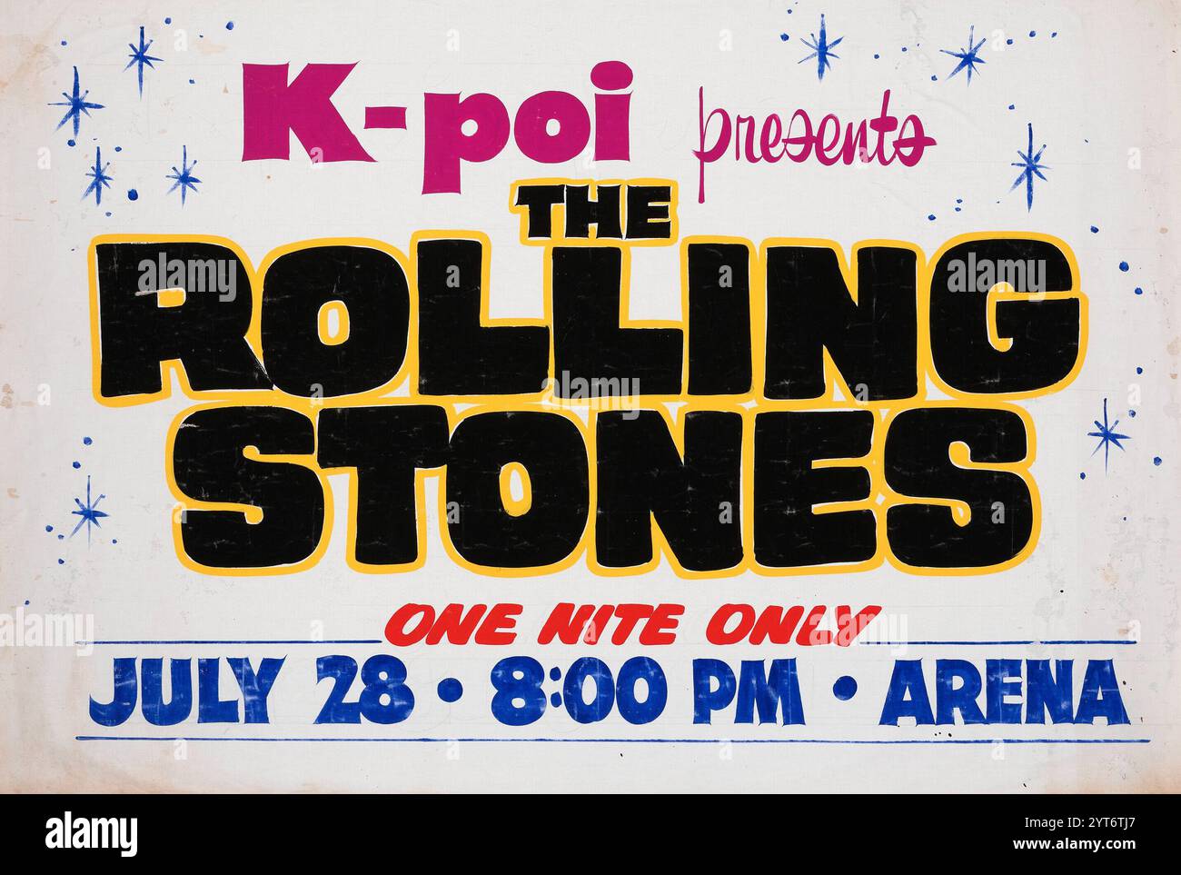 K-poi présente les Rolling Stones - 1966 Honolulu, Hawaii (le dernier concert américain jamais joué par Brian Jones) - affiche de concert vintage Banque D'Images