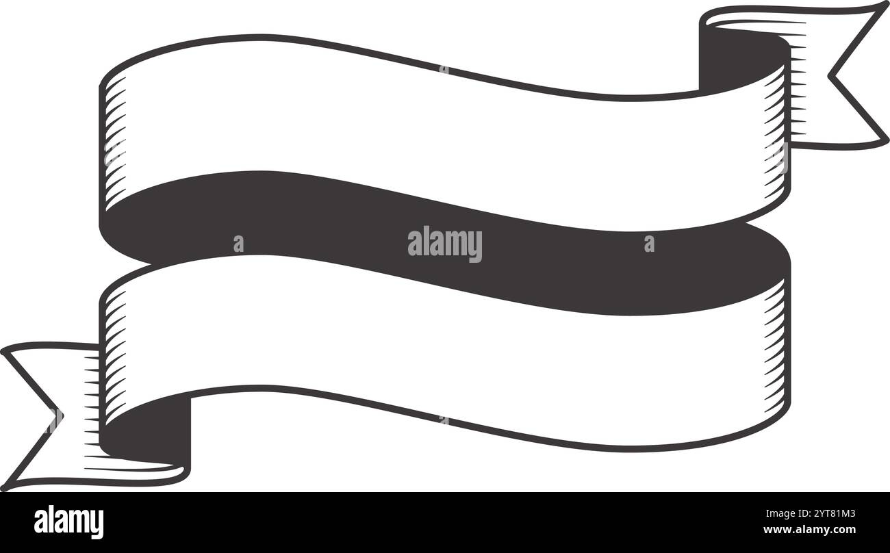 Double bannière de ruban vintage ondulant gracieusement dans le vent, offrant amplement d'espace de copie, parfait pour améliorer les thèmes décoratifs et célébrer spécial Illustration de Vecteur