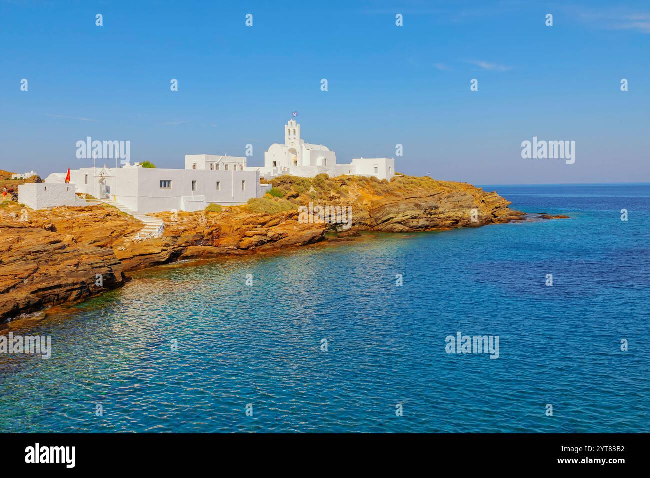 Monastère Chrisopigi, île de Sifnos, îles Cyclades, Grèce Banque D'Images