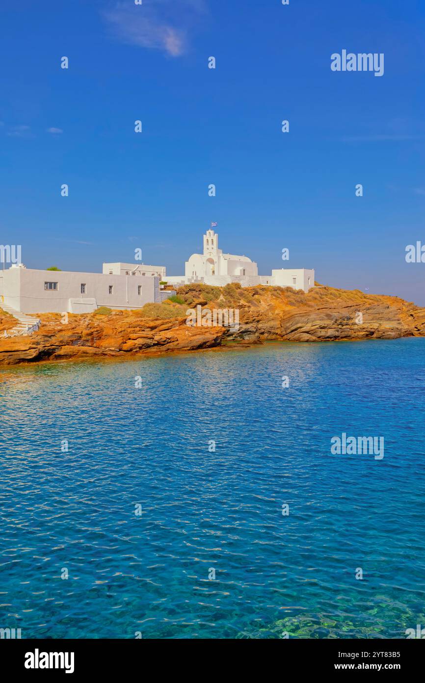 Monastère Chrisopigi, île de Sifnos, îles Cyclades, Grèce Banque D'Images