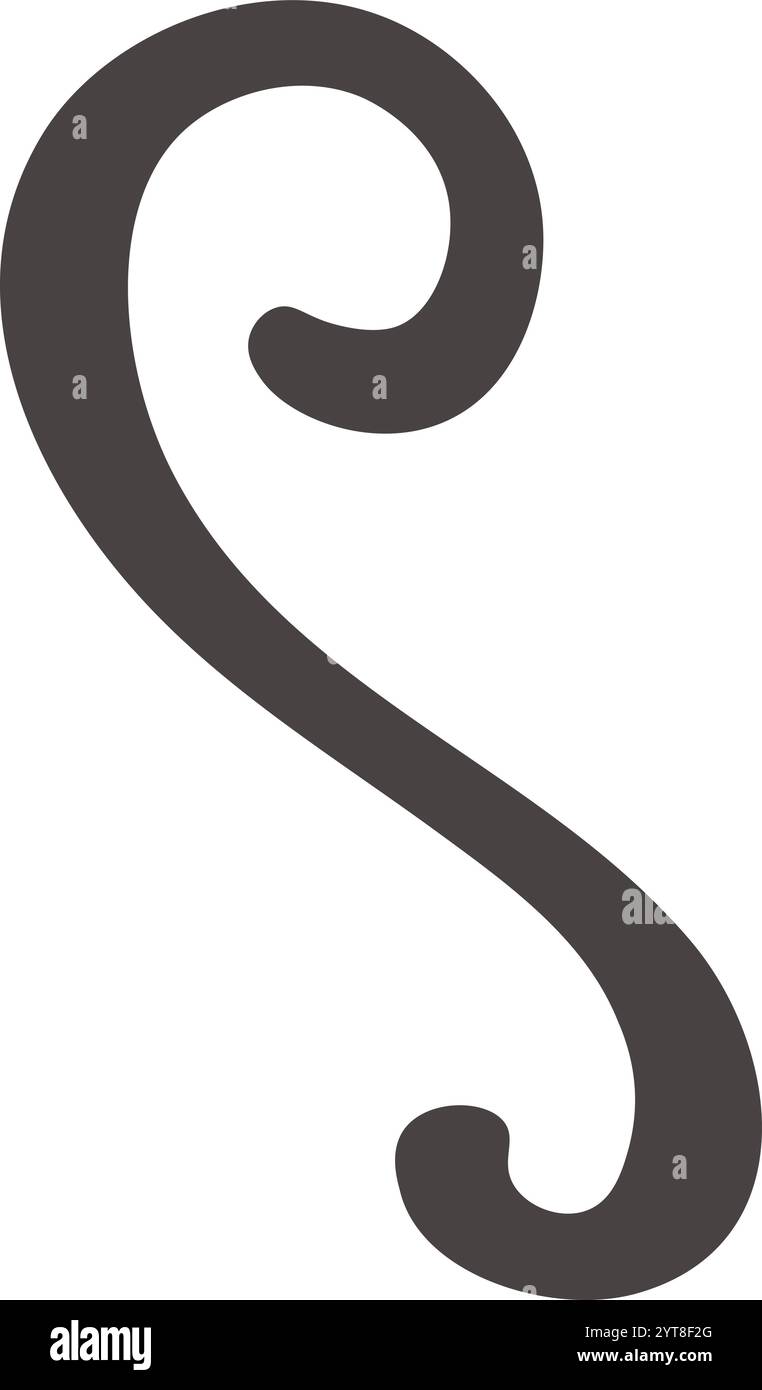 Double boucle brun foncé formant une forme s élégante sur fond blanc, idéale pour les projets de design nécessitant une touche de sophistication et de fluidité Illustration de Vecteur
