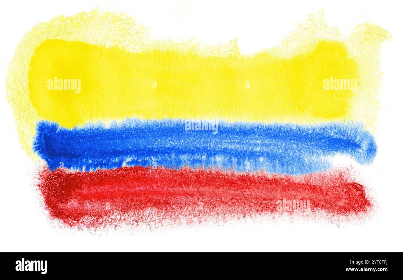 Illustration aquarelle du drapeau de la Colombie Banque D'Images