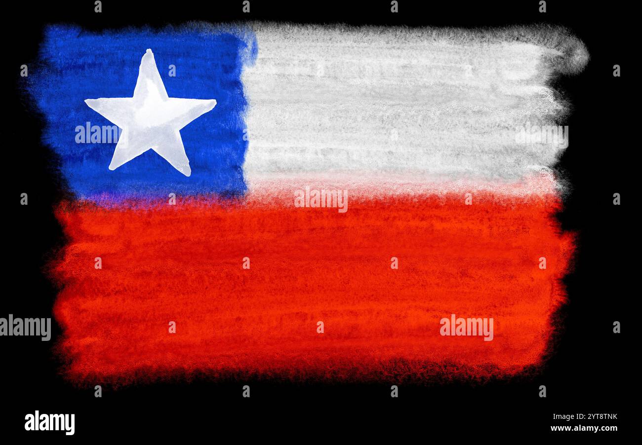 Illustration aquarelle du drapeau du Chili Banque D'Images