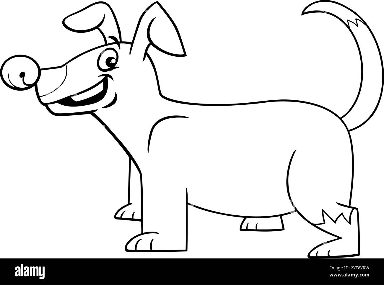 Illustration de dessin animé de drôle de chien comique animal page à colorier Illustration de Vecteur