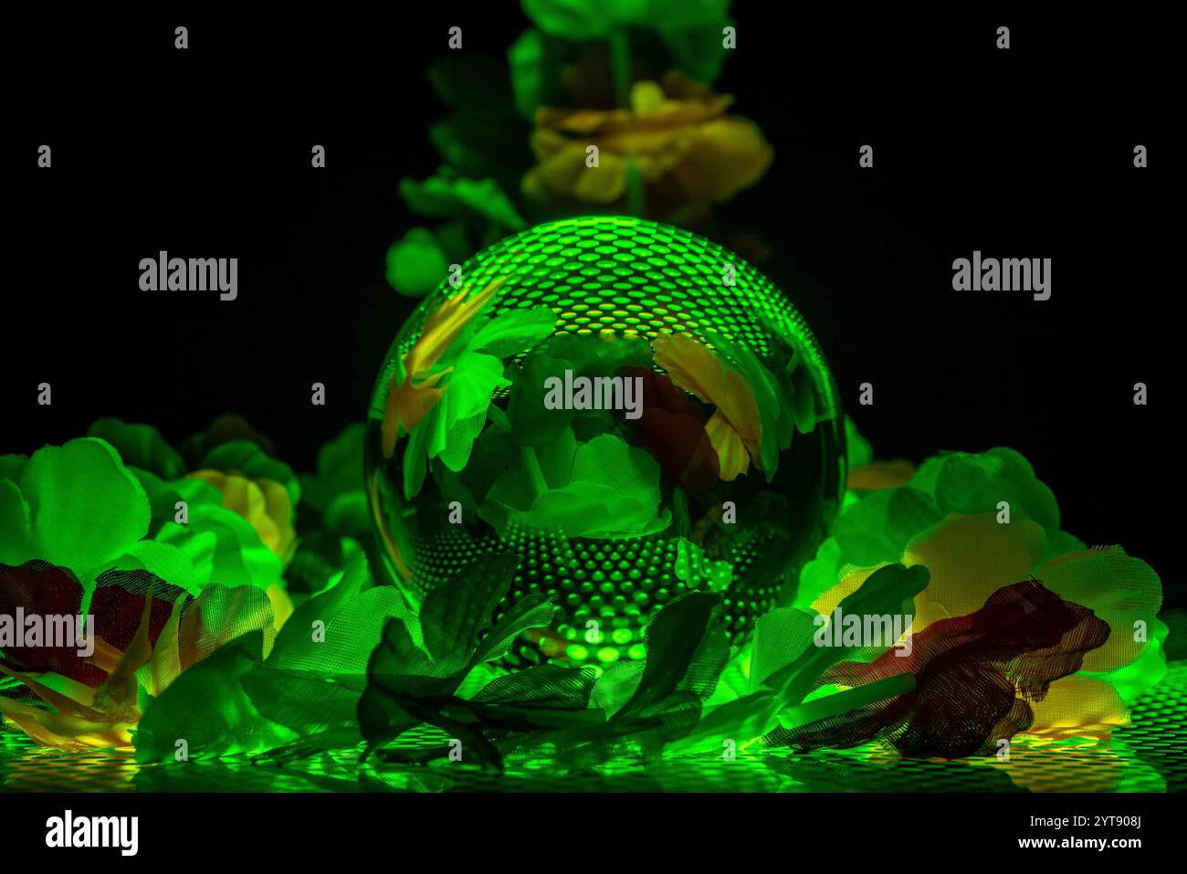 Peinture légère avec une photographie de sphère de verre Banque D'Images