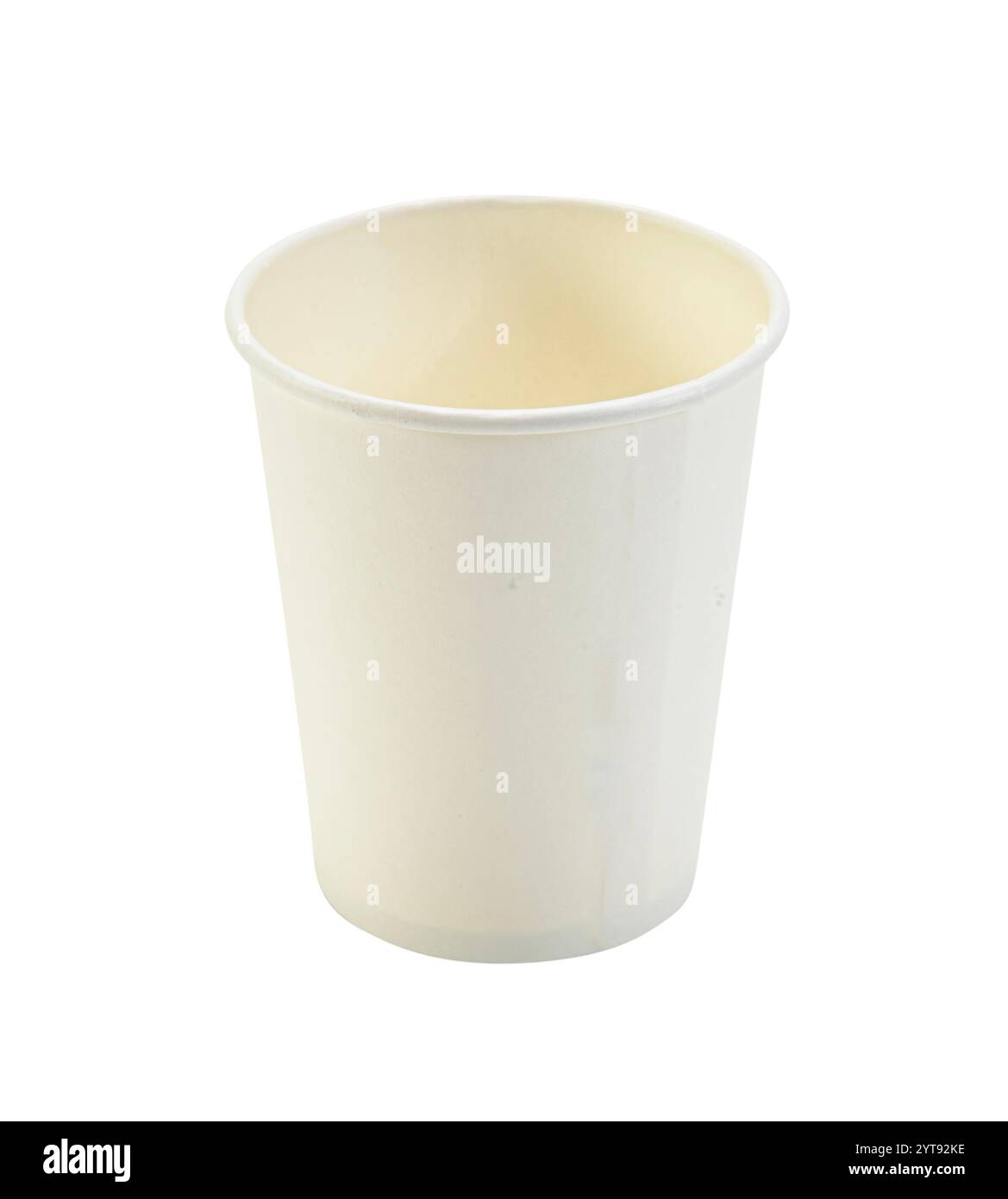 Tasse de papier sur fond blanc Banque D'Images