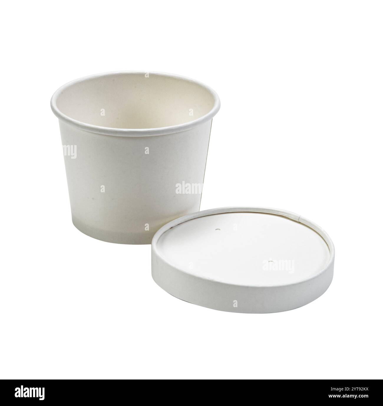 Tasse de papier sur fond blanc Banque D'Images