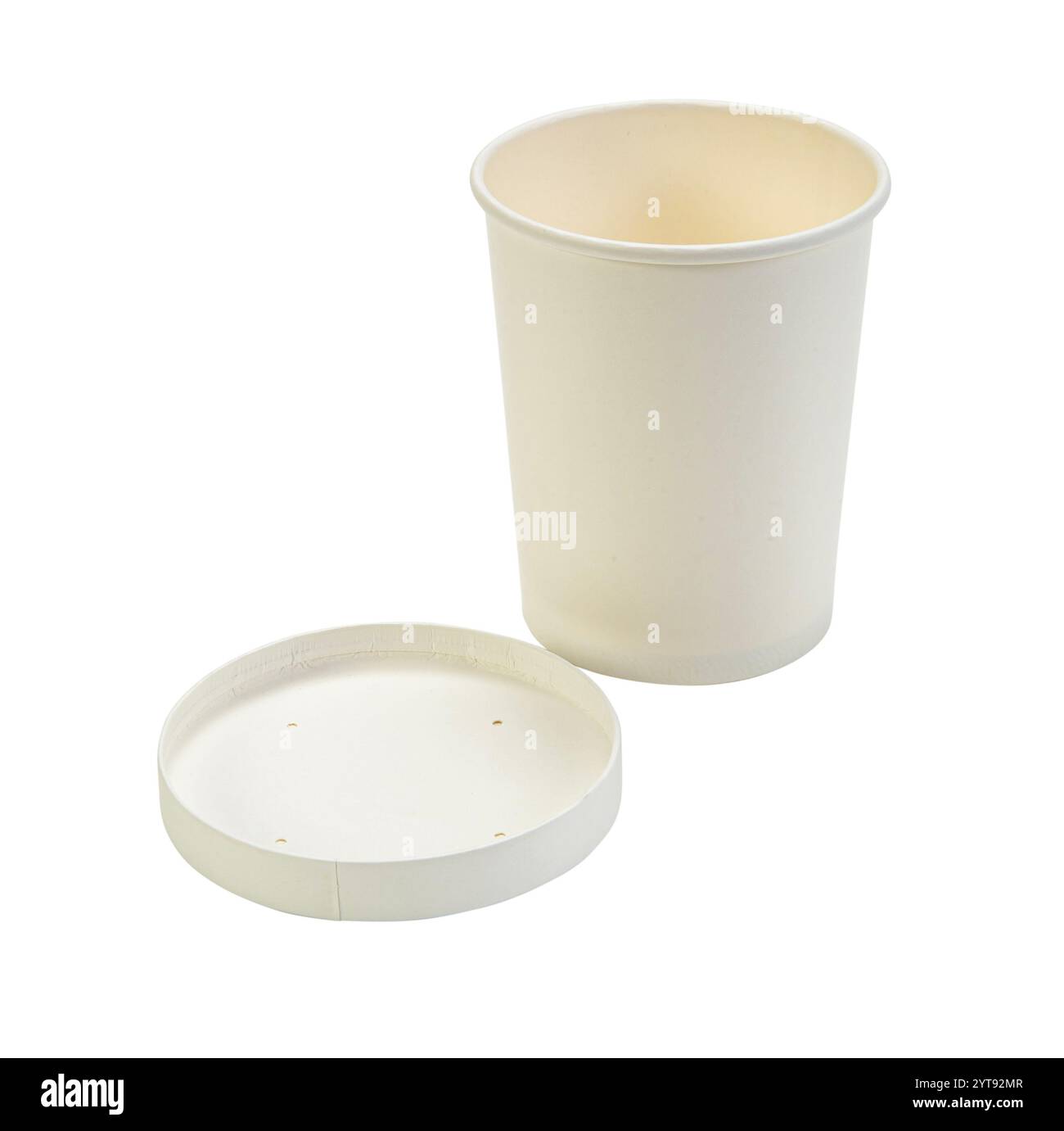 Tasse de papier sur fond blanc Banque D'Images