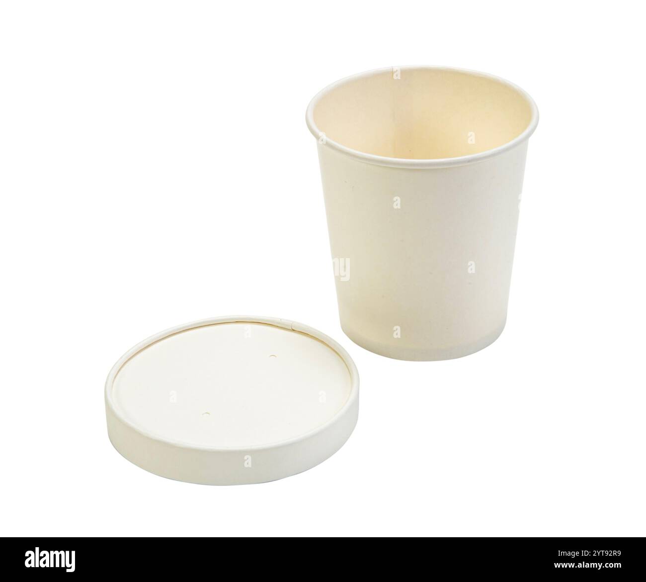 Tasse de papier sur fond blanc Banque D'Images