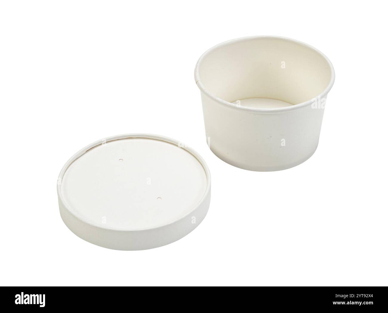 Tasse de papier sur fond blanc Banque D'Images