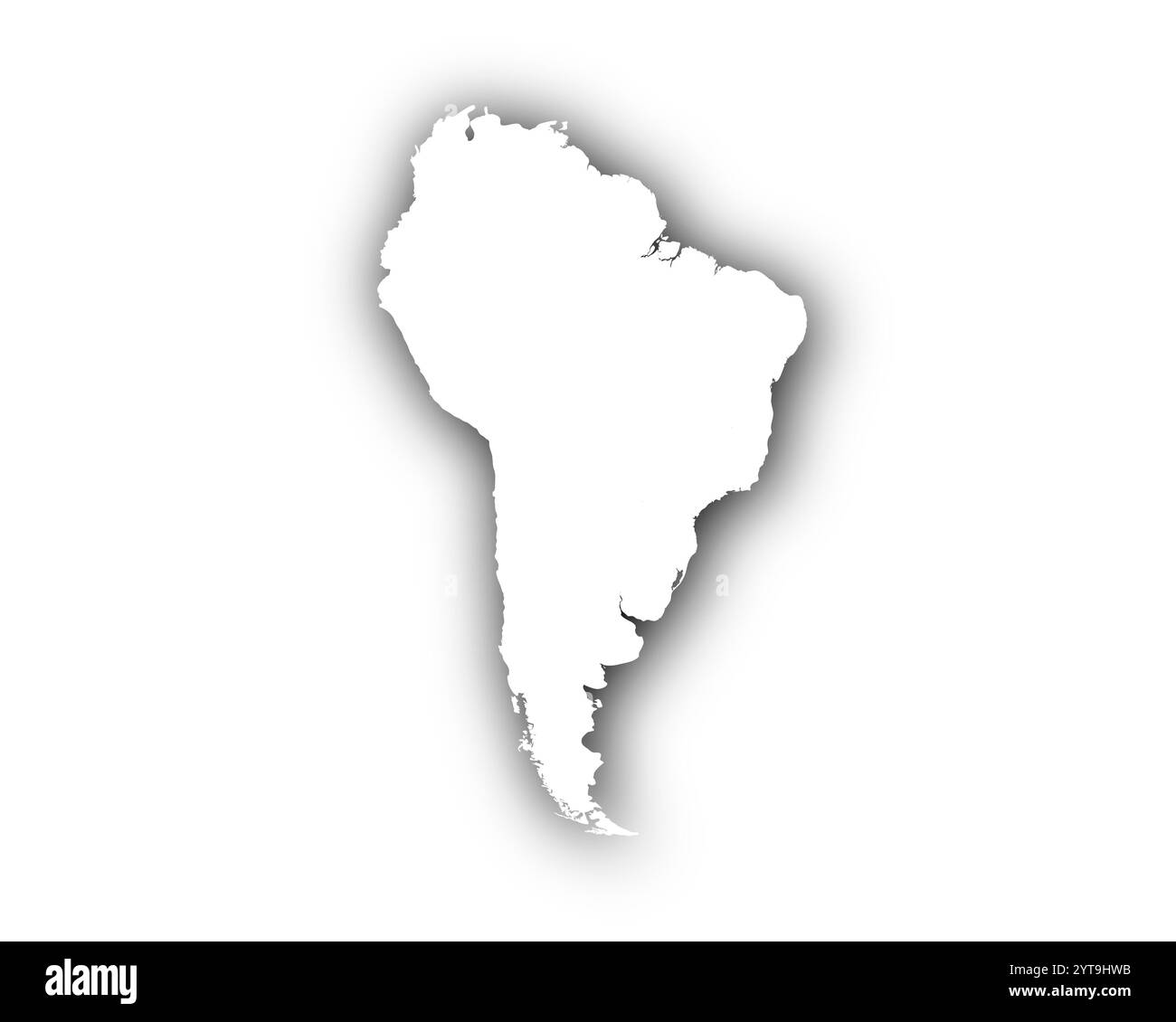 Carte de l'Amérique du Sud avec des ombres Banque D'Images