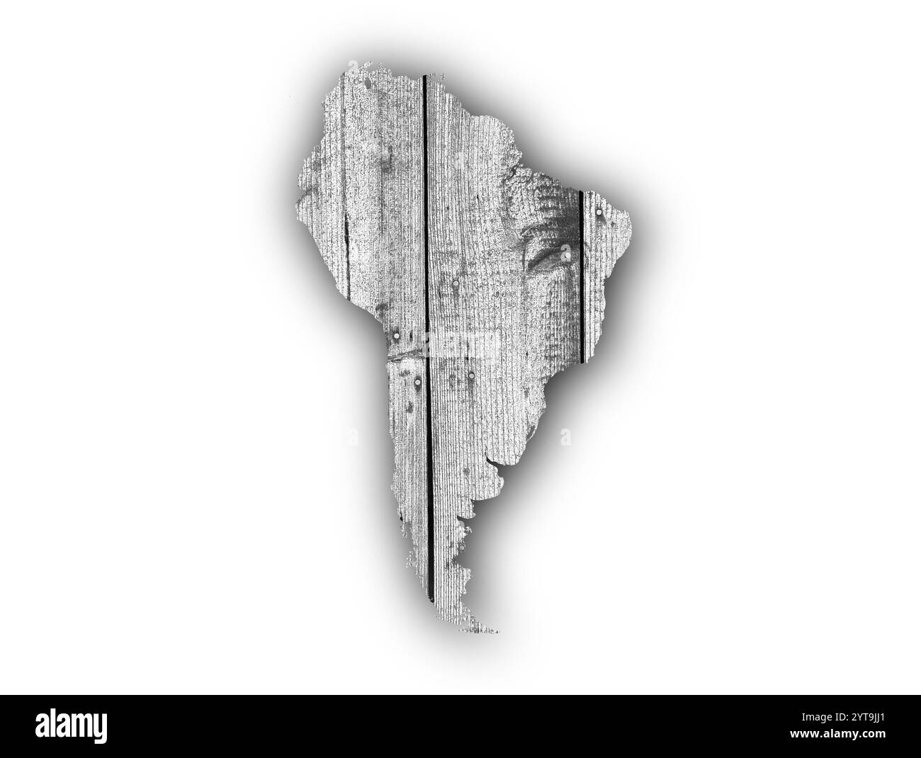 La carte de l'Amérique du Sud sur Weathered Wood Banque D'Images