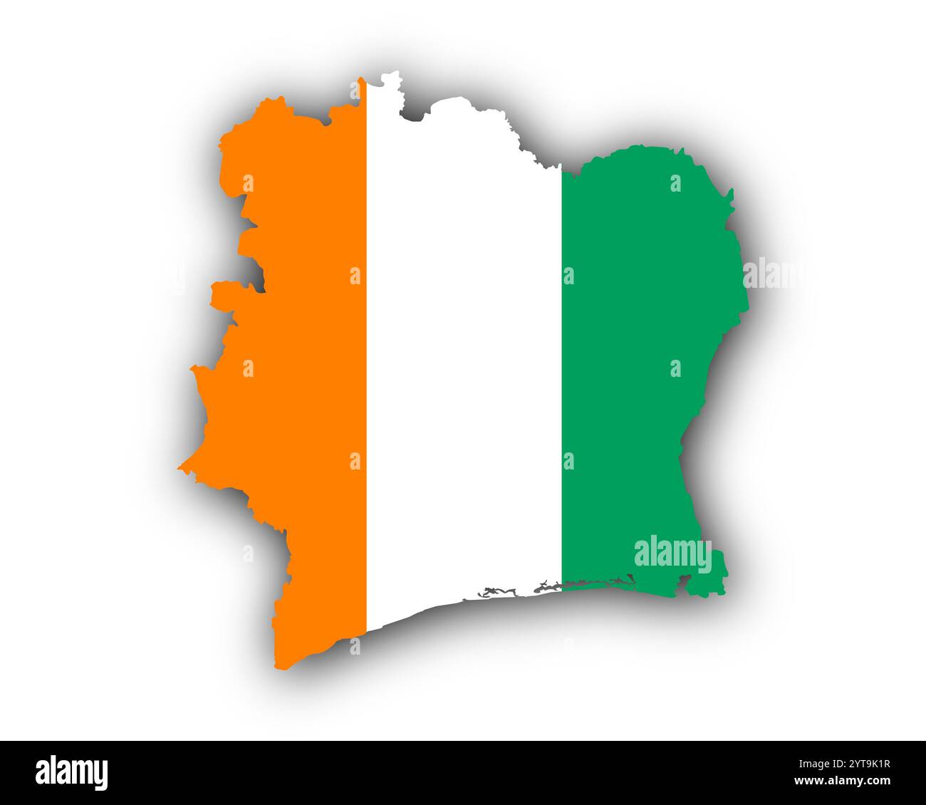 Carte et drapeau de Côte d'Ivoire Banque D'Images