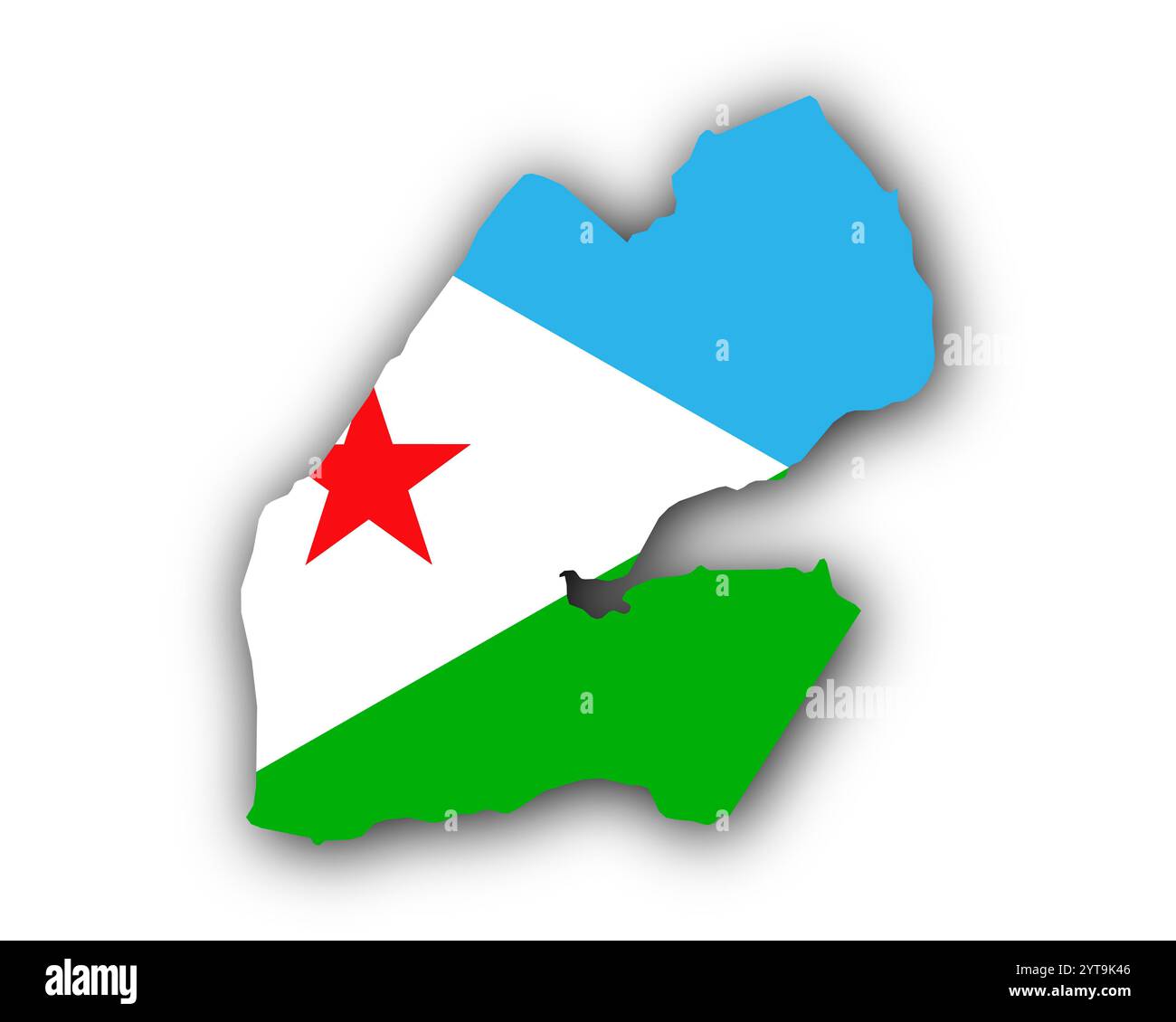 La carte et le drapeau de Djibouti Banque D'Images