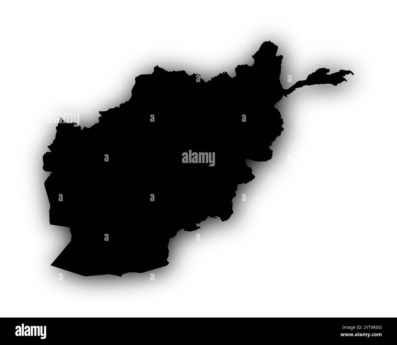 Carte de l'Afghanistan avec des ombres Banque D'Images